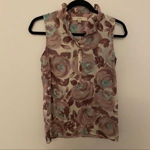 LOFT high neck ruffled floral tank